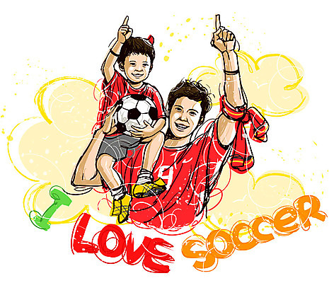 EPS 남자 어린이 스포츠 올림픽 일러스트 축구공 공 가족 응원 하계올림픽 모션 한국 사람 동양인 두명 축구 기쁨 아빠 붉은악마 응원단 축구유니폼 남자만 월드싸커 국내일러스트 감정 아시아 유니폼 축구용품 관계 인종 구기 파일형식 벡터