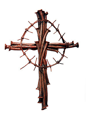 포토 JPG 스튜디오촬영 기독교 종교 상징 십자가 종교용품 기독교용품 실내 누끼 사람없음 못 오브젝트 철사 가시면류관 국내포토 내부 공구 파일형식