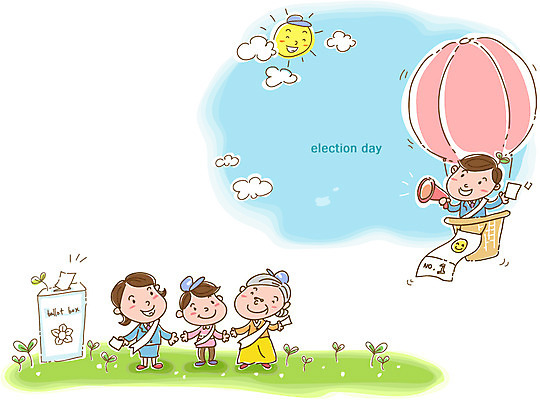 EPS 주간 여자 노년 남자 할머니 캠페인 일러스트 사람 여러명 성인 야외 태양 새싹 확성기 열기구 사회 투표 선거 민주주의 사회이슈 투표용지 투표함 노인만 성인만 국내일러스트 자연요소 식물 다수 컨셉 항공교통 공동체 파일형식 벡터