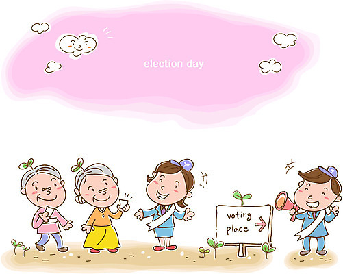 EPS 식물 구름 여자 노년 남자 화살표 할머니 캠페인 일러스트 하늘 안내 사람 여러명 성인 새싹 확성기 표지판 사회 투표 선거 민주주의 사회이슈 투표용지 투표소 노인만 성인만 국내일러스트 자연요소 다수 컨셉 알림판 공동체 파일형식 벡터