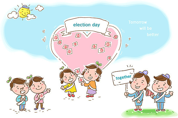 EPS 식물 구름 여자 남자 어린이 캠페인 일러스트 하늘 사람 소녀 여러명 성인 태양 새싹 확성기 팻말 하트 사회 투표 선거 민주주의 사회이슈 투표용지 선거일 유권자 국내일러스트 자연요소 모양 다수 컨셉 프레임 공동체 파일형식 벡터