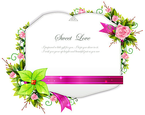 EPS 식물 템플릿 꽃 리본 잎 카드템플릿 프레임 선물 사랑 틀 이벤트 사람없음 장식 러브레터 이미지템플릿 카드프레임 감정 카드_감사 편지 파일형식 벡터