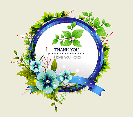 EPS 식물 템플릿 꽃 리본 잎 카드템플릿 프레임 선물 틀 이벤트 사람없음 장식 감사카드 감사 이미지템플릿 카드프레임 감정 카드_감사 파일형식 벡터