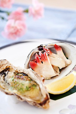 포토 JPG 해외기획촬영 그릇 접시 음식 2010년일본 조개 요리 사람없음 레몬 조개요리 국내포토 식기 과일 어패류 파일형식