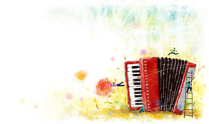 PSD 문화 예술 악기 음악 백그라운드 일러스트 사다리 상상 페인터 문화예술 사람 여러명 판타지 축제 건반 건반악기 아코디언 국내일러스트 다수 페인팅 도구 파일형식