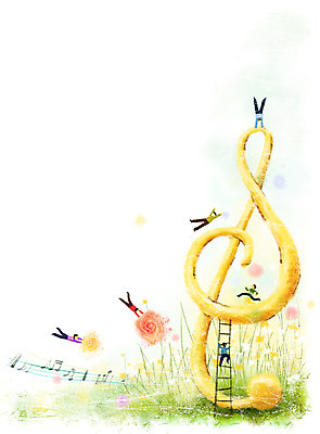 PSD 식물 꽃 문화 예술 음악 백그라운드 음표 일러스트 사다리 상상 페인터 문화예술 사람 여러명 판타지 축제 풀 높은음자리표 국내일러스트 기호 다수 페인팅 도구 파일형식