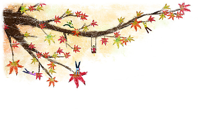 PSD 나무 식물 계절 문화 예술 백그라운드 단풍 일러스트 상상 페인터 단풍나무 문화예술 사람 여러명 판타지 축제 가을 나뭇가지 그네 단풍축제 가을배경 국내일러스트 다수 잎 페인팅 파일형식 가을_계절