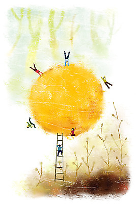 PSD 나무 식물 문화 예술 백그라운드 일러스트 사다리 상상 페인터 문화예술 사람 여러명 판타지 축제 보름달 달 풀 달맞이 달맞이축제 국내일러스트 자연요소 다수 페인팅 도구 파일형식