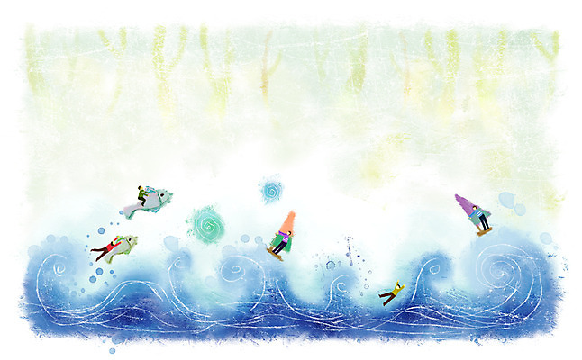 PSD 문화 예술 파도 바다 백그라운드 일러스트 상상 페인터 문화예술 어류 사람 여러명 물 판타지 축제 윈드서핑 서핑 해변축제 국내일러스트 자연요소 다수 페인팅 수중동물 수상스포츠 파일형식