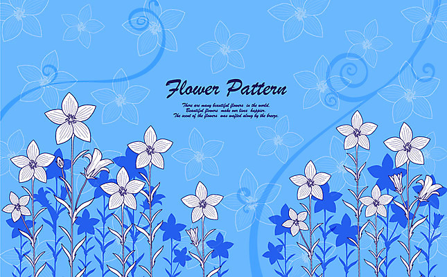 EPS 식물 사계절 계절 꽃잎 꽃 실루엣 컬러 백그라운드 무늬 꽃무늬 패턴 꽃백그라운드 일러스트 자연 사람없음 여름 파란색 도라지꽃 플라워패턴 국내일러스트 촬영기법 생태계 파일형식 벡터