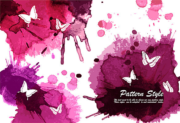 EPS 동물 디자인 컬러 나비 곤충 백그라운드 패턴 일러스트 자연 붓터치 사람없음 보라색 물방울 번짐 나비무늬 나비문양 국내일러스트 문양 무늬 생태계 파일형식 벡터 효과
