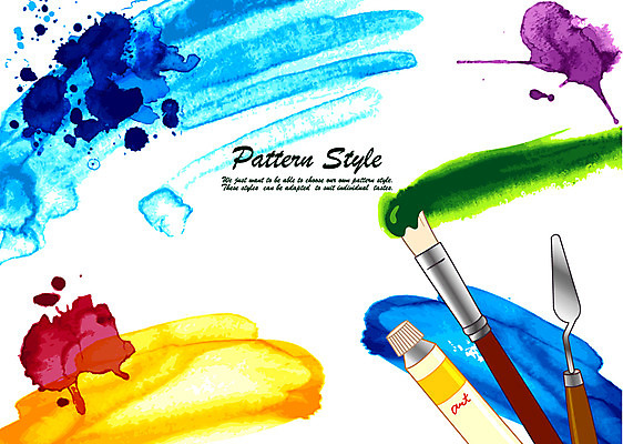 EPS 디자인 백그라운드 패턴 일러스트 자연 붓터치 미술 사람없음 빨간색 초록색 파란색 노란색 보라색 물감 미술도구 붓 그림 팔레트나이프 국내일러스트 컬러 무늬 문화예술 오브젝트 생태계 파일형식 벡터