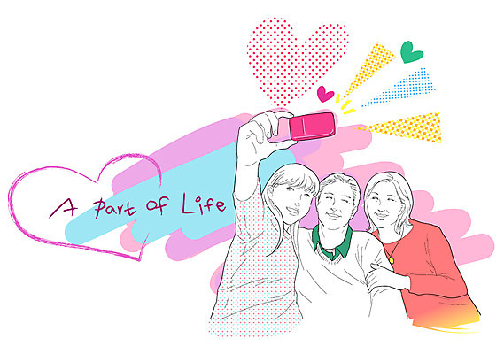 EPS 라이프스타일 여자 남자 행복 일러스트 가족 사랑 웃음 사람 20대 성인 세명 30대 스마트폰 카메라 사진촬영 촬영 가족라이프 셀프카메라 성인만 국내일러스트 감정 관계 표정 청년 생활 장년 전자제품 핸드폰 스마트기기 파일형식 벡터