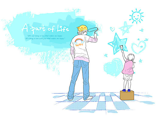 EPS 라이프스타일 여자 남자 행복 별 어린이 벽 일러스트 가족 사랑 사람 소녀 20대 성인 두명 30대 태양 하트 가족라이프 색칠 칠 페인트칠 페인트붓 페인트롤러 국내일러스트 자연요소 모양 감정 관계 페인팅 청년 생활 장년 붓 파일형식 벡터