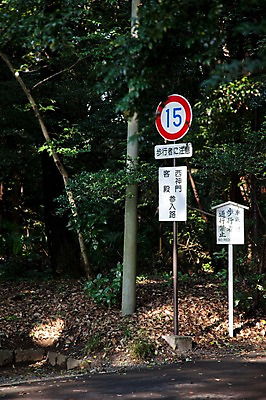 포토 JPG 주간 나무 식물 전통 아시아 도로 길 일본문화 자연 알림판 풍경 사람없음 야외 관광지 일본 팻말 표지판 역사 도로표지판 일본전통 메이지신궁 메이지진구 속도제한 신사_일본건축 국내포토 자연요소 동양문화 나라 외국문화 여행 교통시설 프레임 금지 생태계 일본건축 파일형식