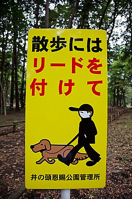 포토 JPG 주간 나무 식물 공원 아시아 일본문화 자연 알림판 풍경 사람없음 야외 반려동물 일본 팻말 표지판 개 강아지 숲 반려 이노카시라공원 국내포토 자연요소 동물 동양문화 공공시설 나라 외국문화 포유류 프레임 도쿄 생태계 파일형식