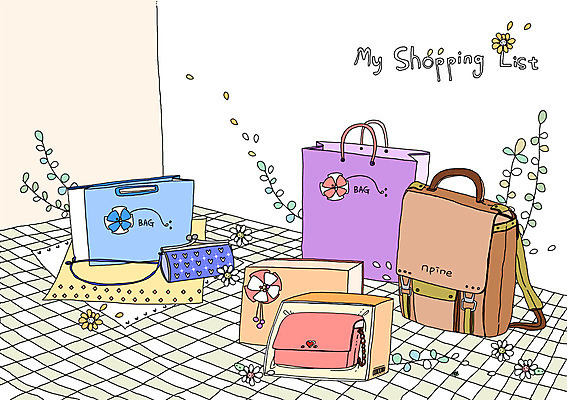 PSD 잡화 꽃잎 꽃 백그라운드 가방 일러스트 실내 선물포장 사람없음 선물상자 쇼핑 쇼핑백 핸드백 지갑 오브젝트 백팩 쇼핑리스트 리스트 국내일러스트 식물 포장 선물 내부 상자 파일형식