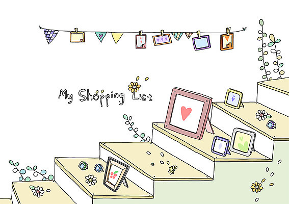 PSD 잡화 꽃잎 꽃 생활용품 액자 백그라운드 일러스트 실내 사람없음 쇼핑 계단 오브젝트 쇼핑리스트 기념사진 리스트 국내일러스트 식물 내부 파일형식