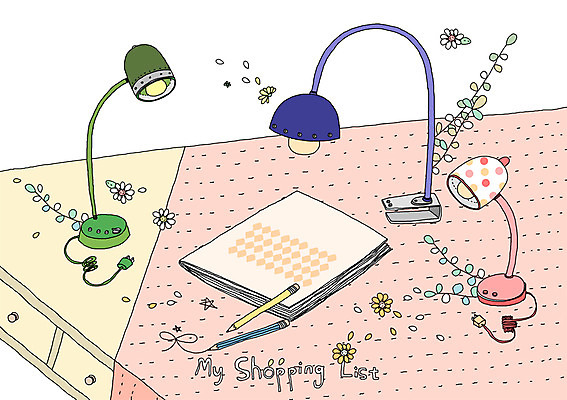 PSD 잡화 꽃잎 꽃 생활용품 백그라운드 일러스트 탁자 학용품 조명 실내 사람없음 쇼핑 필기구 연필 스탠드 오브젝트 파일 쇼핑리스트 리스트 국내일러스트 식물 가구 문구용품 내부 파일형식