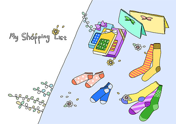 PSD 잡화 꽃잎 꽃 백그라운드 일러스트 포장 양말 실내 선물포장 선물 사람없음 쇼핑 편지 오브젝트 엽서 쇼핑리스트 리스트 발목양말 국내일러스트 식물 내부 파일형식