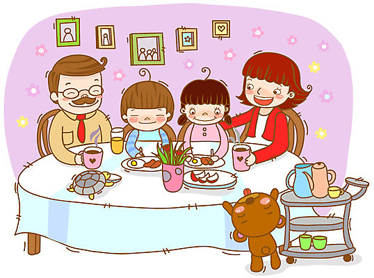 EPS 라이프스타일 그릇 여자 남자 행복 어린이 음식 인형 일러스트 가족 식탁 엄마 주전자 실내 미소 웃음 사람 소녀 소년 여러명 성인 라이프 컵 식사 화목 곰인형 아빠 거북이 국내일러스트 식기 감정 다수 컨셉 관계 파충류 탁자 주방용품 표정 내부 생활 파일형식 벡터