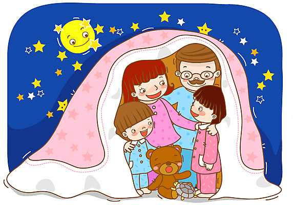 EPS 라이프스타일 여자 남자 행복 별 어린이 인형 일러스트 가족 침구 엄마 미소 웃음 사람 소녀 소년 여러명 성인 라이프 화목 곰인형 이불 보름달 달 아빠 거북이 야간 국내일러스트 자연요소 감정 다수 컨셉 관계 파충류 표정 생활 파일형식 벡터