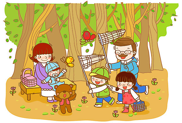 EPS 주간 나무 식물 라이프스타일 여자 남자 꽃 행복 어린이 인형 나비 곤충 일러스트 가족 엄마 나뭇잎 미소 웃음 사람 소녀 소년 여러명 성인 야외 라이프 소풍 바구니 곰인형 아기 아빠 숲 곤충채집 채집망 국내일러스트 자연요소 동물 감정 다수 잎 관계 표정 생활 야외활동 수집 파일형식 벡터