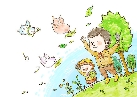 주간 PSD 나무 식물 동물 여자 남자 초등학생 어린이 캠페인 잎 일러스트 자연 조류 나뭇잎 사람 소녀 소년 야외 두명 새싹 자연보호 환경 그린캠페인 물뿌리개 모종삽 환경보전 민들레홀씨 그린데이 지구의날 어린이만 국내일러스트 자연요소 학생 기념일 데이이벤트 보호 민들레 삽 사회이슈 생태계 파일형식