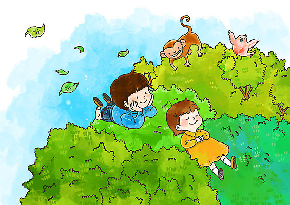 주간 PSD 나무 동물 여자 남자 초등학생 어린이 캠페인 잎 일러스트 포유류 자연 조류 나뭇잎 사람 소녀 소년 야외 두명 자연보호 환경 그린캠페인 원숭이 환경보전 비둘기 그린데이 지구의날 어린이만 국내일러스트 자연요소 식물 학생 기념일 데이이벤트 보호 사회이슈 생태계 파일형식