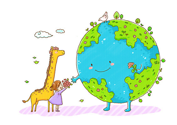 PSD 나무 동물 구름 여자 꽃 지구 초등학생 어린이 캠페인 일러스트 포유류 자연 조류 한명 사람 소녀 자연보호 환경 그린캠페인 기린 환경보전 그린데이 지구의날 여자만 여자한명만 어린이만 소녀만 소녀한명만 국내일러스트 자연요소 식물 1 학생 기념일 데이이벤트 보호 사회이슈 생태계 파일형식