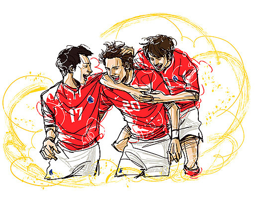 EPS 남자 스포츠 유니폼 일러스트 모션 축구선수 운동선수 웃음 사람 동양인 20대 성인 세명 운동 구기 축구 기쁨 국가대표 축구유니폼 경기복 세레모니 축구대표팀 남자만 성인남자만 청년만 청년남자만 성인만 월드싸커 국내일러스트 옷 감정 표정 건강 인종 청년 파일형식 벡터