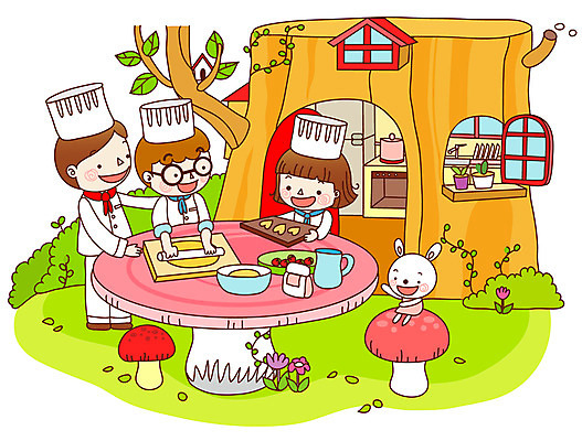 EPS 주간 나무 식물 동물 학생 여자 어린이교육 교육 남자 꽃 초등학생 어린이 빵 잎 일러스트 교과목 가정 가족 탁자 주전자 수업 나뭇잎 주택 초등학교 요리사모자 초등교육 요리 미소 웃음 사람 소녀 소년 야외 컵 세명 주방 교사 버섯 토끼 반죽 제빵 나무집 실습 가정시간 어린이만 국내일러스트 자연요소 직업 모자_잡화 식기 음식 가구 포유류 학교 관계 주방용품 표정 건물 반려동물 제과제빵 요리사 파일형식 벡터