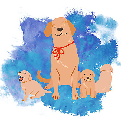 EPS 클립아트 동물 새끼 여러마리 일러스트 포유류 사랑 미소 웃음 사람없음 화목 개 어미개 국내일러스트 감정 다수 컨셉 표정 파일형식 벡터