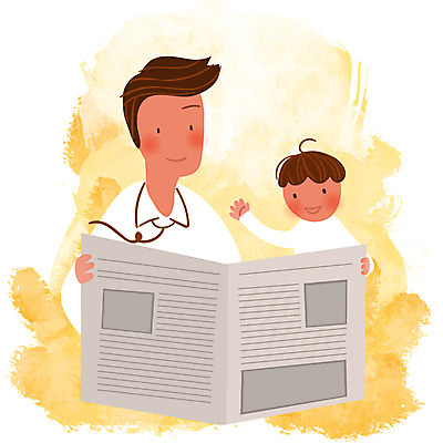 EPS 클립아트 남자 아들 어린이 일러스트 가족 미소 웃음 사람 소년 성인 두명 가족라이프 신문 아빠 신문읽기 부자지간 남자만 국내일러스트 라이프스타일 관계 표정 간행물 뉴스 읽기 파일형식 벡터