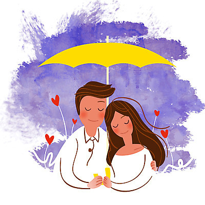 EPS 클립아트 부부 커플 여자 남자 행복 일러스트 우산 사랑 미소 웃음 사람 성인 두명 희망 하트 가족라이프 성인만 국내일러스트 모양 라이프스타일 감정 가족 관계 표정 파일형식 벡터