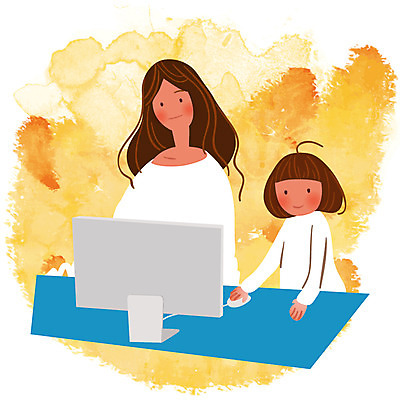 EPS 클립아트 여자 교육 딸 행복 어린이 일러스트 가족 모녀 엄마 사랑 미소 웃음 사람 소녀 성인 두명 컴퓨터 모니터 화목 마우스 가족라이프 여자만 국내일러스트 라이프스타일 감정 컨셉 관계 표정 전자제품 컴퓨터용품 파일형식 벡터