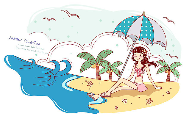 EPS 주간 나무 식물 동물 구름 계절 여자 수영복 여유 바다 여행 일러스트 우산 갈매기 조류 휴가 휴식 여름방학 한명 미소 웃음 사람 20대 성인 취미 해변 야외 라이프 물 여름 여름휴가 바캉스 비키니 모래사장 야자수 파라솔 여자만 여자한명만 성인여자만 청년만 청년여자만 성인한명만 청년여자한명만 성인여자한명만 성인만 국내일러스트 자연요소 1 옷 감정 컨셉 방학 표정 청년 생활 파일형식 벡터 여름_계절