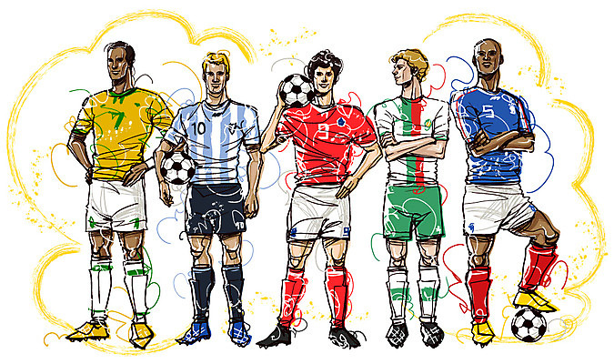 EPS 서양인 외국인 백인 남자 나라 스포츠용품 스포츠 외국문화 흑인 유니폼 일러스트 축구공 축구선수 운동선수 한국 사람 동양인 여러명 20대 성인 운동 구기 축구 프랑스 남아메리카 포르투갈 브라질 국가대표 축구유니폼 아르헨티나 경기복 브라질팀 아르헨티나팀 축구대표팀 프랑스선수 한국선수 남자만 성인남자만 청년만 청년남자만 성인만 월드싸커 국내일러스트 옷 유럽 아시아 문화 다수 공 축구용품 건강 아메리카 인종 청년 오브젝트 파일형식 벡터