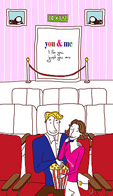 EPS 커플 여자 남자 감정 여유 음식 데이트 일러스트 휴식 실내 사랑 미소 웃음 사람 20대 성인 취미 두명 라이프 30대 영화관 영화 팝콘 영화감상 성인만 국내일러스트 컨셉 관계 문화예술 표정 청년 내부 생활 장년 감상 극장 파일형식 벡터