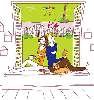 EPS 나무 식물 동물 한마리 커플 여자 남자 감정 반려견 여유 커피 일러스트 창문 포유류 휴식 사랑 미소 웃음 사람 20대 성인 취미 두명 라이프 책 30대 반려동물 하트 개 강아지 커피잔 성인만 국내일러스트 모양 1 음료 컨셉 관계 잔 표정 청년 생활 장년 파일형식 벡터