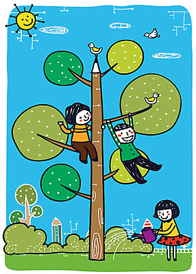 EPS 나무 구름 학생 여자 어린이교육 교육 남자 초등학생 어린이 일러스트 상상 놀이 조류 초등교육 미소 웃음 사람 소녀 소년 세명 친구 태양 연필 물뿌리개 풀 숲 물주기 어린이만 국내일러스트 자연요소 식물 동물 관계 모션 학용품 표정 필기구 파일형식 벡터