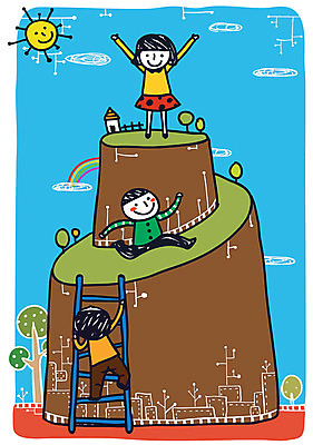 EPS 나무 구름 학생 여자 어린이교육 교육 남자 초등학생 어린이 일러스트 사다리 상상 산 주택 초등교육 미소 웃음 사람 소녀 소년 세명 친구 달리기 태양 만세 정상 오르기 어린이만 국내일러스트 자연요소 식물 관계 모션 표정 건물 도구 파일형식 벡터