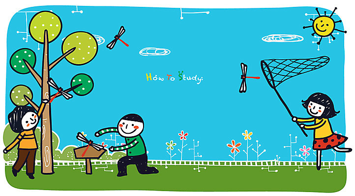 EPS 나무 식물 동물 구름 학생 여자 어린이교육 교육 남자 꽃 초등학생 어린이 과학 곤충 여러마리 일러스트 교과목 초등교육 사람 소녀 소년 세명 친구 태양 잠자리 수집 곤충채집 채집망 어린이만 국내일러스트 자연요소 다수 관계 파일형식 벡터