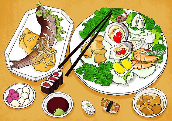 PSD 그릇 접시 라인일러스트 일러스트 젓가락 조개 새우 마늘 어류 요리 사람없음 초밥 해물요리 회 고추냉이 해산물 생선초밥 간장 생선구이 김초밥 가리비 알초밥 스끼다시 일본음식 국내일러스트 식기 음식 채소 어패류 수저 갑각류 수중동물 양념 구이 생선요리 파일형식