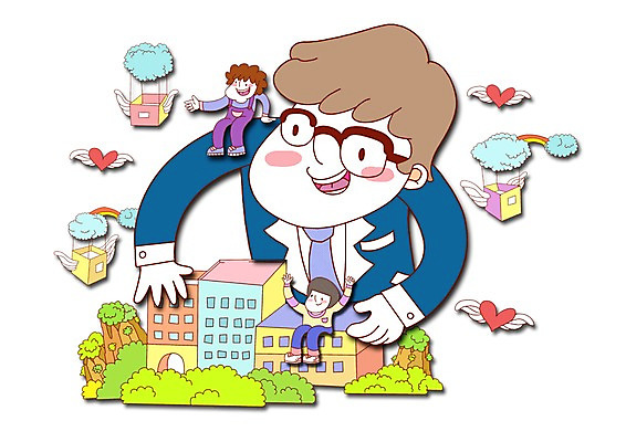 PSD 구름 라이프스타일 건축물 여자 남자 건축 행복 어린이 무지개 날개 일러스트 가족 사랑 미소 웃음 사람 소년 건물 세명 하트 가족라이프 어린이만 국내일러스트 자연요소 모양 감정 관계 표정 생활 파일형식