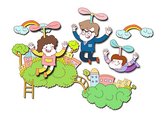 PSD 나무 식물 라이프스타일 건축물 여자 남자 건축 행복 어린이 무지개 일러스트 사다리 가족 사랑 미소 웃음 사람 소년 건물 세명 가족라이프 프로펠러 어린이만 국내일러스트 자연요소 감정 관계 표정 생활 도구 파일형식