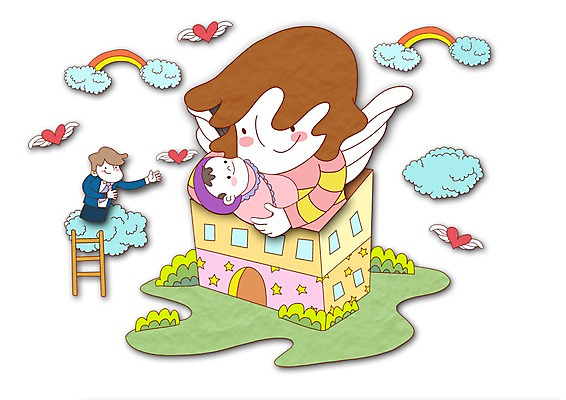 PSD 구름 라이프스타일 건축물 여자 남자 건축 행복 무지개 일러스트 사다리 가족 사랑 사람 건물 세명 아기 가족라이프 국내일러스트 자연요소 감정 관계 생활 도구 파일형식