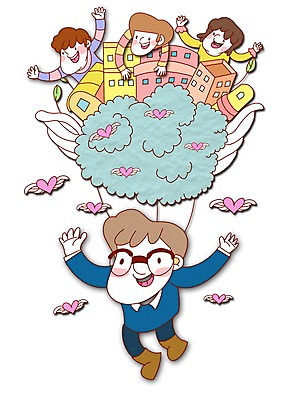 PSD 구름 라이프스타일 건축물 여자 남자 건축 행복 어린이 날개 일러스트 가족 사랑 미소 웃음 사람 소녀 소년 여러명 건물 하트 가족라이프 어린이만 국내일러스트 자연요소 모양 감정 다수 관계 표정 생활 파일형식