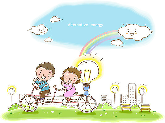 EPS 주간 구름 건축물 공원 공공시설 여자 남자 건축 초등학생 어린이 무지개 벤치 일러스트 전구 전등 조명 미소 웃음 사람 소녀 빌딩 소년 야외 두명 건물 자연보호 그린캠페인 자전거 에너지 그린에너지 환경보전 백열등 에너지절약 2인용자전거 어린이만 국내일러스트 자연요소 학생 캠페인 의자 자연 표정 바이크 절약 보호 사회이슈 시설 파일형식 벡터