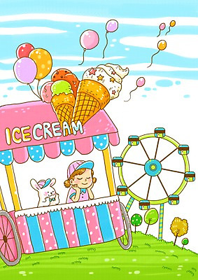 PSD 나무 식물 동물 구름 여자 초등학생 어린이 일러스트 포유류 상상 하늘 동화 아이스크림 한명 사람 소녀 잔디 판타지 놀이공원 토끼 놀이기구 종업원 대관람차 풍선 동화나라 아이스크림가게 포장마차 여자만 여자한명만 어린이만 소녀만 소녀한명만 동심 국내일러스트 자연요소 직업 1 학생 디저트 반려동물 식당 테마파크 아이스크림장사 파일형식